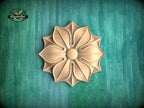 Wooden Rosette – Eight-Petal Floral Carving with Smooth Relief
