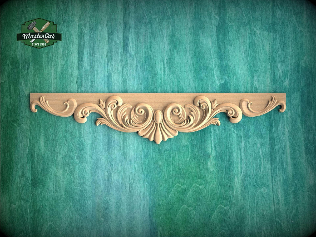 Wooden Shell Pediment – Carved Baroque Acanthus Frieze for Cabinets