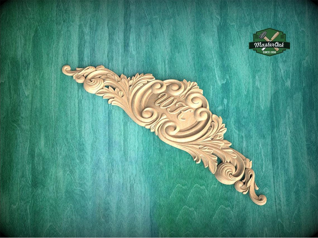 Most popular personalized carved decoration of wood, wooden onlay, 1pc