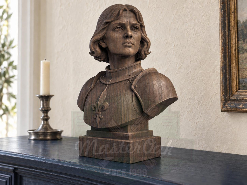 Joan of Arc Bust, Hand-Finished Wood Sculpture | Gift for Strong Women