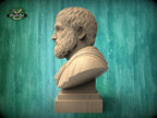 Aristotle Bust, Hand-Finished Wood Sculpture | Greek Philosophy Decor