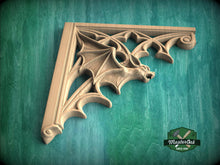 Load image into Gallery viewer, Gothic Bat Corner Brackets – Wooden Arch Decor for Cabinet or Door Frame, Set of 2pcs

