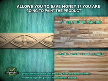 Load image into Gallery viewer, The image is a collage of three different wood samples, each showcasing a distinct texture and color. The text above the samples states that the product texture and color may vary from the sample shown, and that adjacent pieces have different shades.
