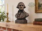 George Washington Bust, Hand-Finished Wood Sculpture | 1st President Decor