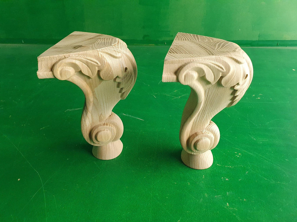 Pair of Short Carved Legs, Set 2pc, classic style legs