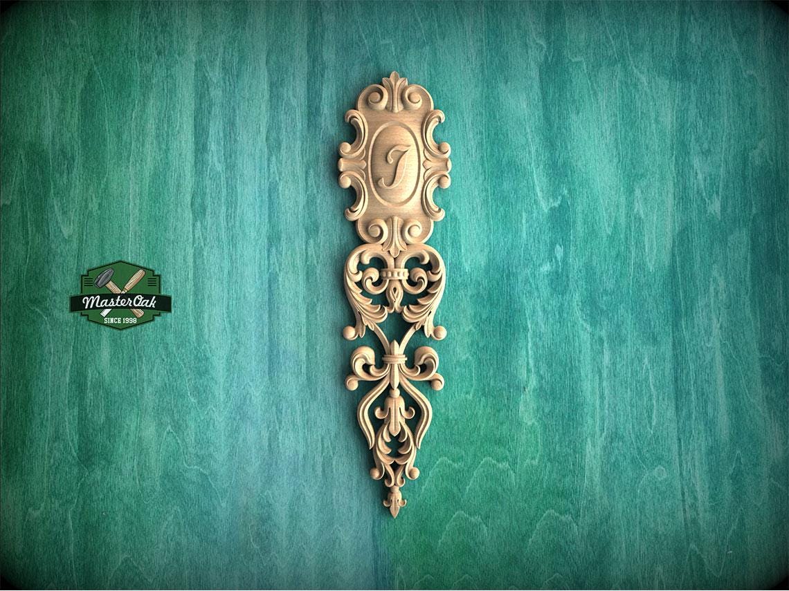 Personalized Vintage furniture drop appliques, Unpainted, Carved decorative floral onlays, 1pc, Home Wall Embellishments, Furniture Carving
