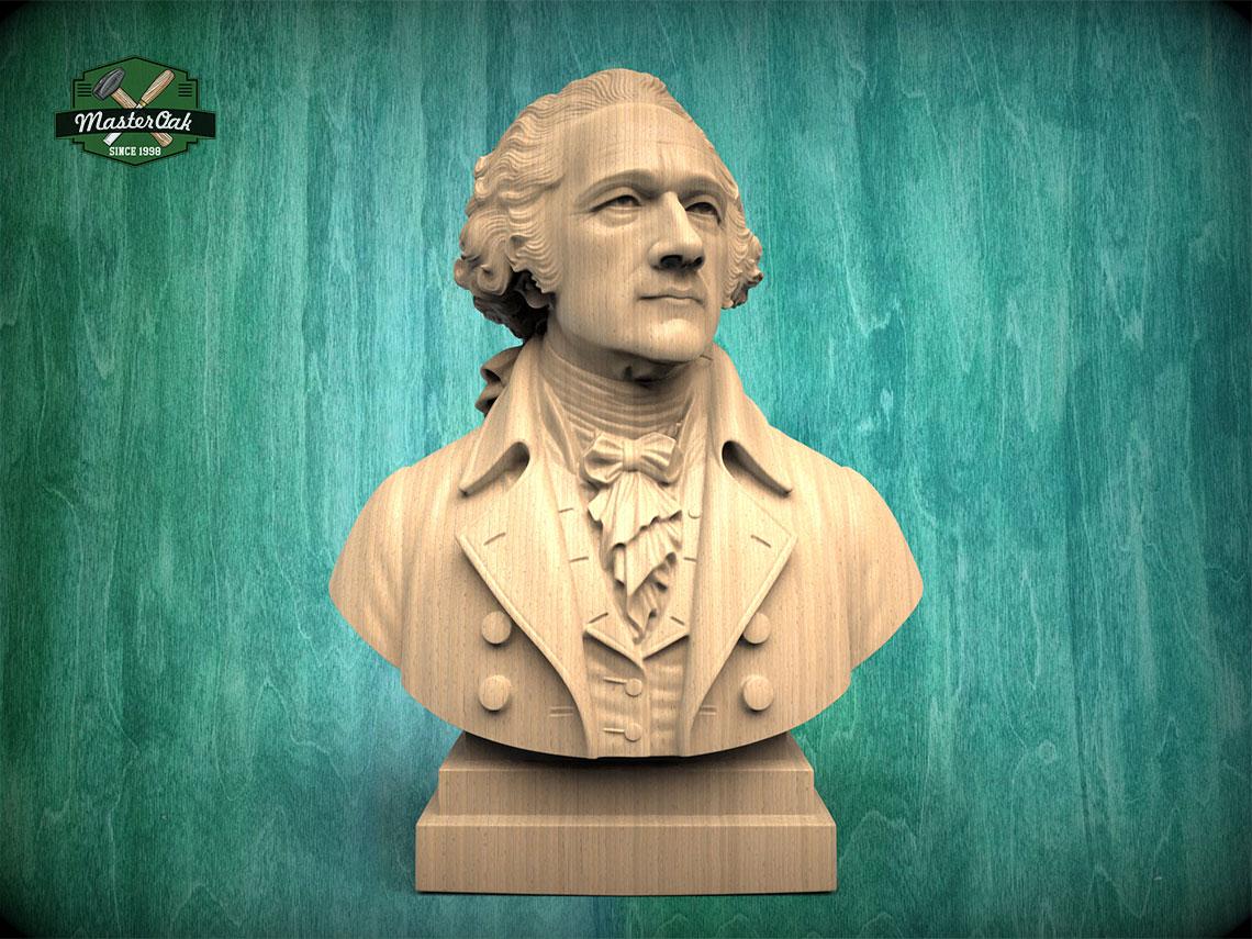 Wooden Alexander Hamilton Sculpture | Hand-Sanded & Hand-Toned | American History Decor