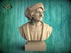 Christopher Columbus Bust, Hand-Finished Wood Sculpture | Age of Exploration Decor