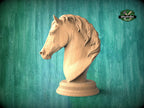 Wooden Chess Knight, Horse Head Statue, Wood Carving