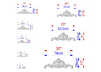 a series of images depicting various sizes of ornamental designs, ranging from 15 cm to 28 cm in height. The designs are shown in different sizes, with the largest one being 30 cm in height and the smallest one being 11 cm in height. The images are arranged in a grid format, providing a visual representation of the different sizes of the ornamental designs.