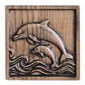 ITNF-101 Imán de madera “Delfines de Tenerife” – Relieve decorativo