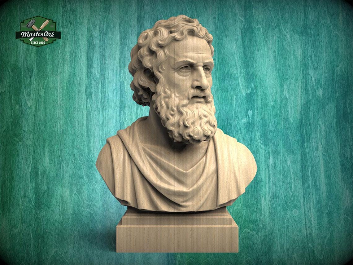 Plato Bust, Hand-Finished Wood Sculpture | Greek Philosophy Decor