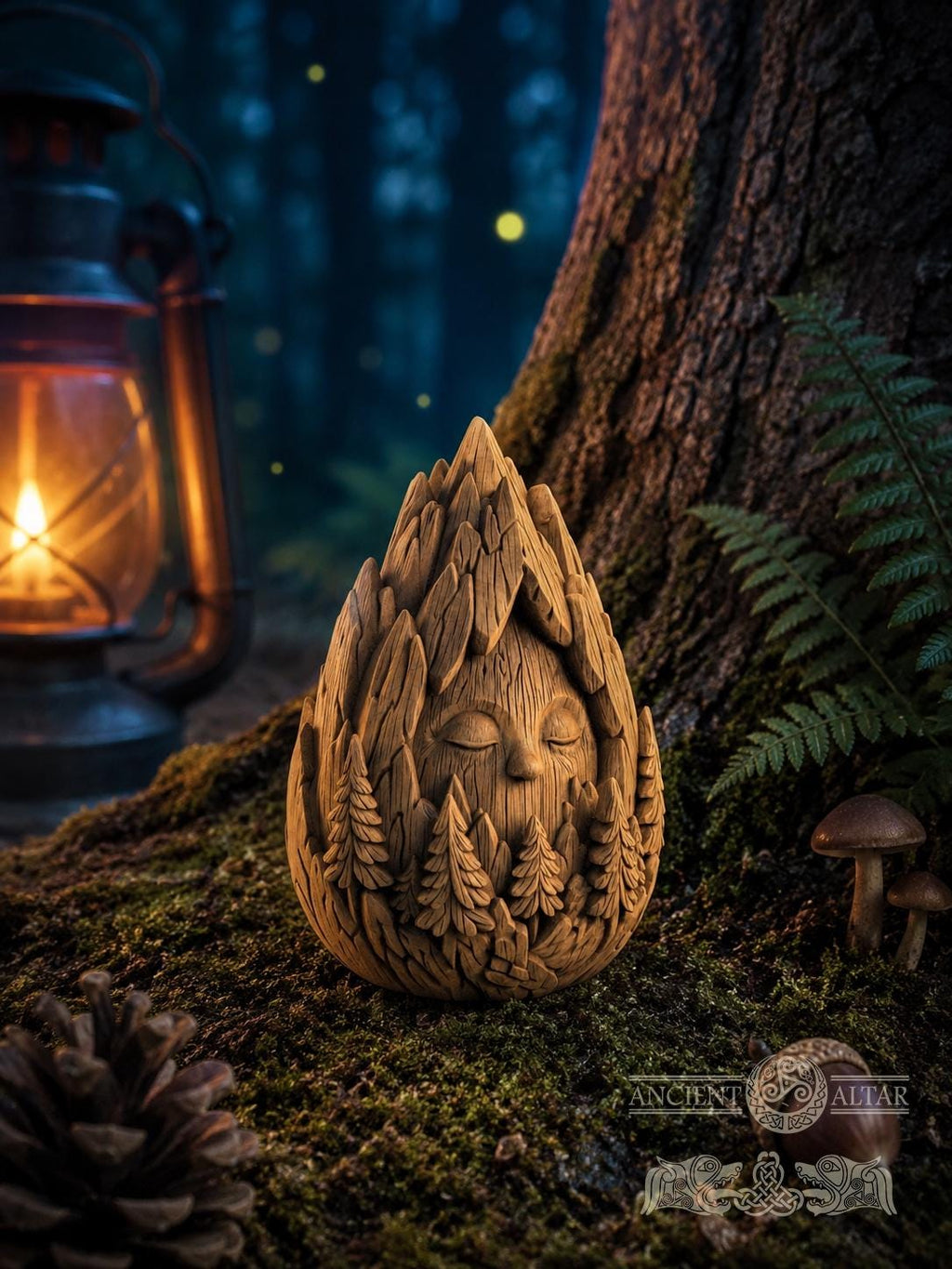 Mountain Sage Figurine, Carved Oak Forest Spirit, Wooden Mountain Decor, Nature Lover Gift, Woodland Guardian Statue