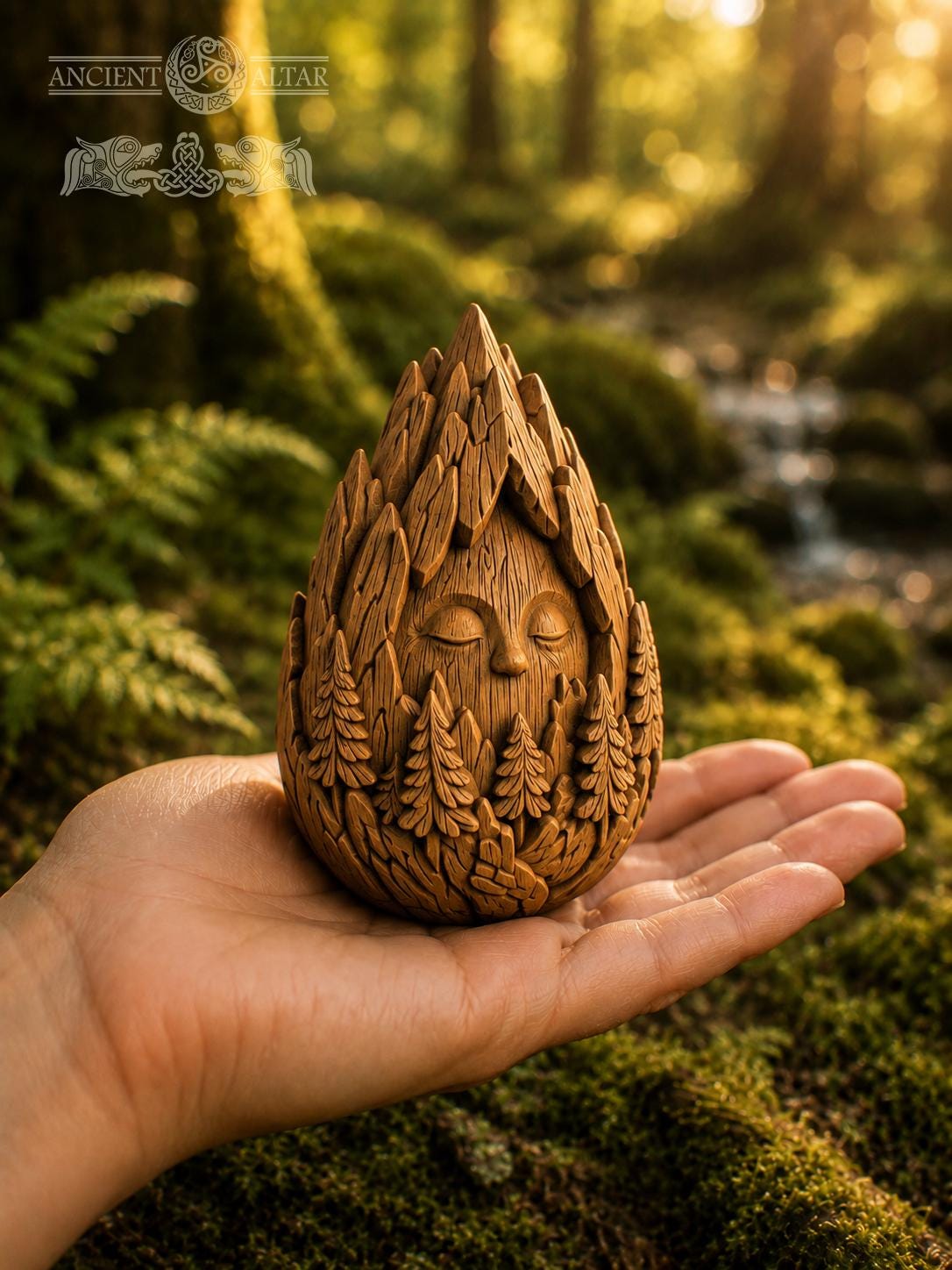 Mountain Sage Figurine, Carved Oak Forest Spirit, Wooden Mountain Decor, Nature Lover Gift, Woodland Guardian Statue