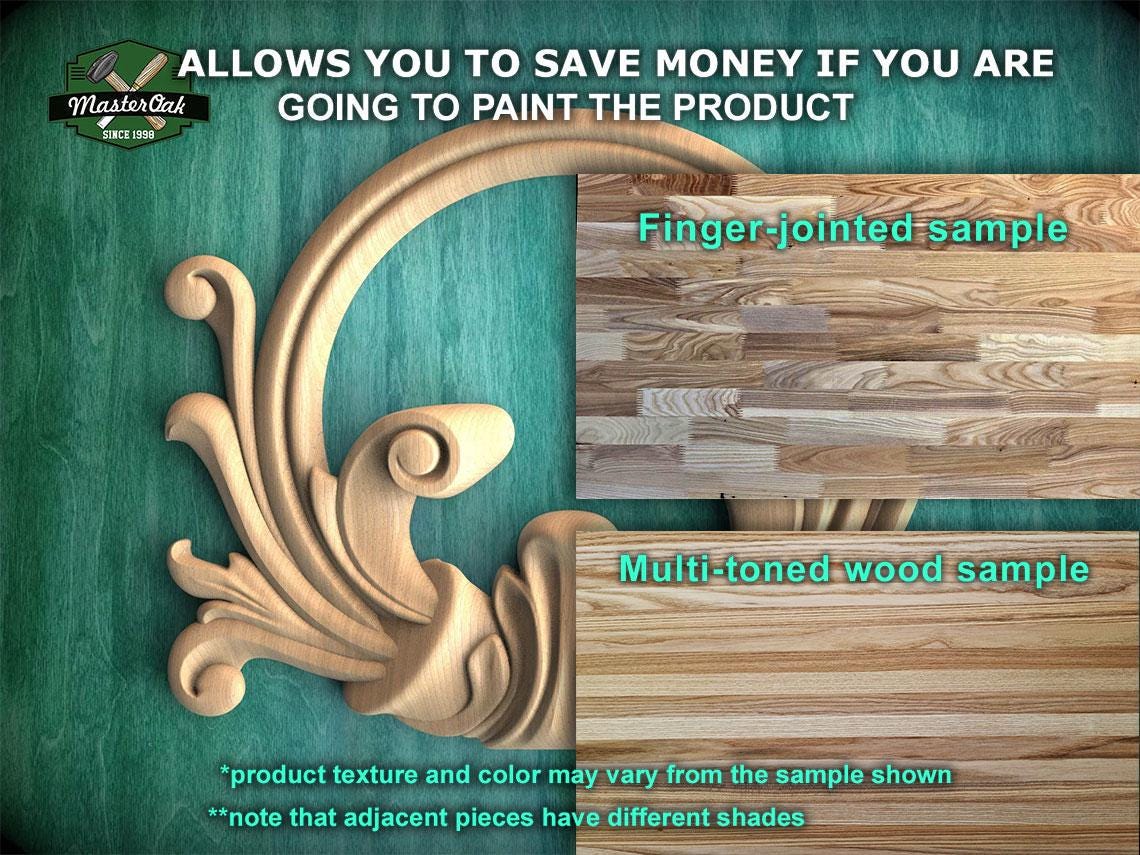 Rococo Natural Wood Onlay with Circular Motif - Central Scroll and Circle Decor, 1 pc, Unpainted, Home Wall Embellishments, wooden trims