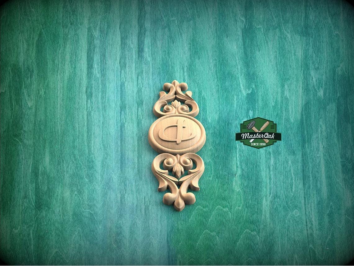 Personalized Classic Wooden Rosette Applique with Scrollwork Accents, Home Wall Embellishments, Furniture Carving, Wood Onlay