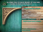 Victorian Gothic Arch Corner Onlays – Carved Wood Mirrored Floral Set of 2pcs