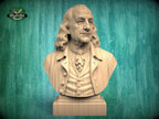 Wooden Benjamin Franklin Sculpture | Hand-Sanded & Hand-Toned | American History Decor