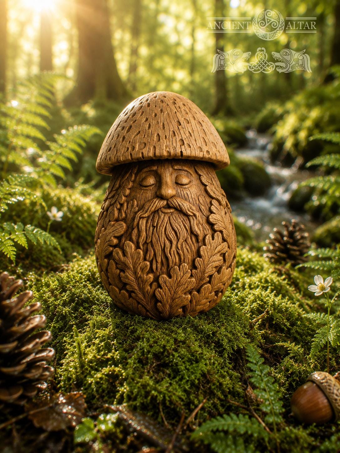 Wooden Mushroom Spirit Figurine, Porcini Elder, Woodland Guardian and Cottagecore Shelf Decor