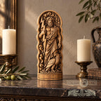 Zeus Wooden Statue, Greek God Figurine, Zeus with Eagle and Lightning Bolt, Ancient Greek Mythology Decor, Pagan Altar Sculpture