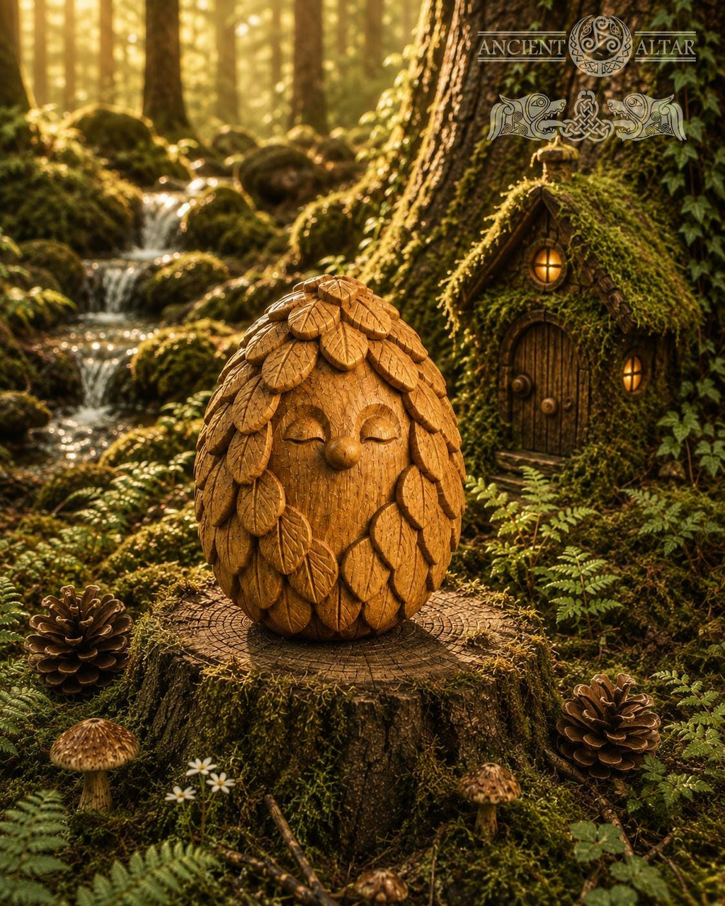 Wooden Forest Spirit Figurine, Whisperleaf Guardian, Woodland Shelf and Desk Decor