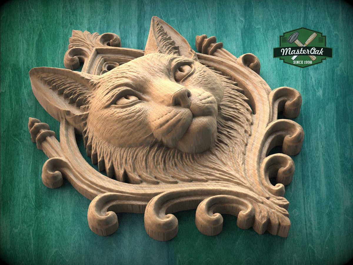 Gothic Cat Wall Decor – Carved Wooden Plaque with Victorian Frame Detail