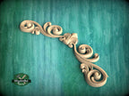 Large Floral Wood Applique – Ornate Carved Decoration for Furniture