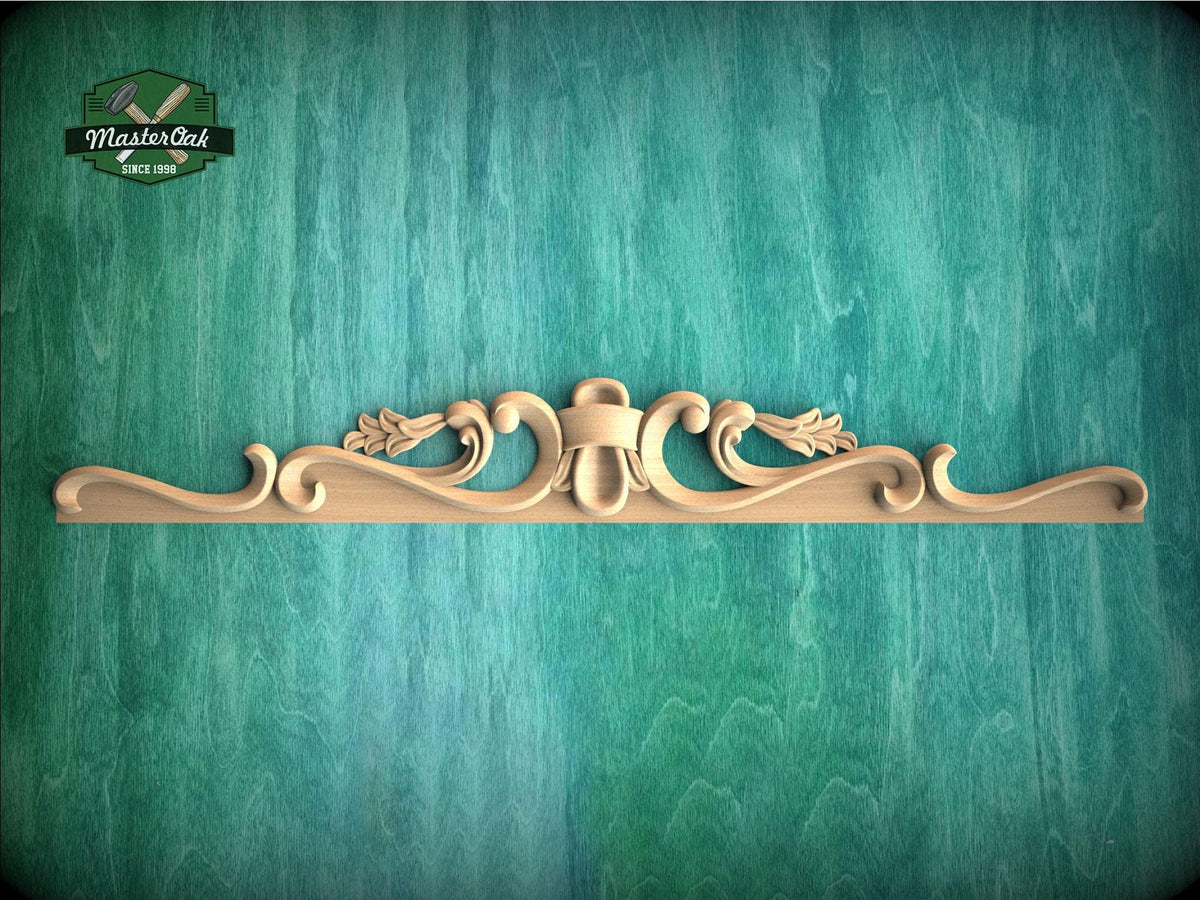 Classical Wood Door Header, Ribbon and Scroll Wood Applique for Above Door Decor, Decorative Pediment over Door