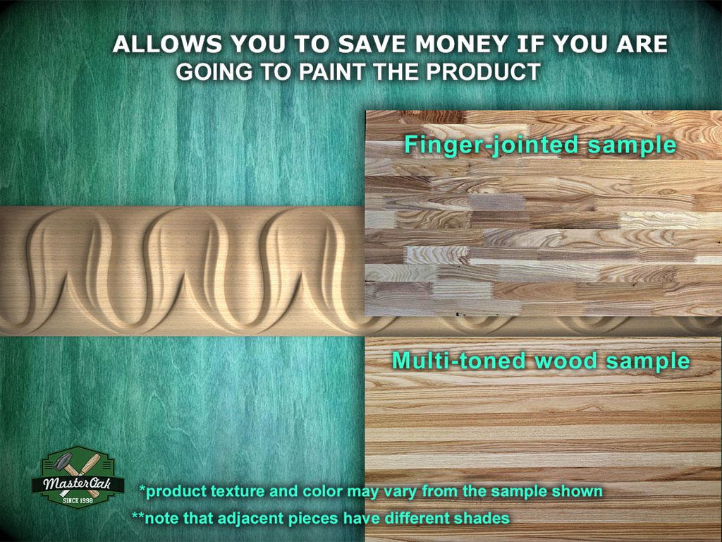 The image is a collage of four different wood samples, each showcasing a unique texture and color. The text above the images states that the samples are related to painting a product, and the text below the samples provides information about the product texture and color. The text also mentions that the product texture and color may vary from the sample shown, and that adjacent pieces have different shades.