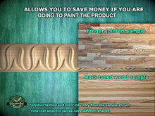 Load image into Gallery viewer, The image is a collage of four different wood samples, each showcasing a unique texture and color. The text above the images states that the samples are related to painting a product, and the text below the samples provides information about the product texture and color. The text also mentions that the product texture and color may vary from the sample shown, and that adjacent pieces have different shades.
