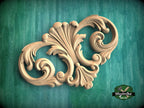 Grand Sweeping Scrolls Wood Carving – Ornate Home Accent, Opulent Wood Applique, Unpainted, 1pc, Home Wall Embellishments, Furniture Carving