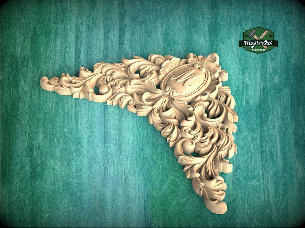 Personalized Victorian Flourish: Carved Wooden Archway Keystone, Unpainted, 1pc, Home Wall Embellishments, Furniture Carving