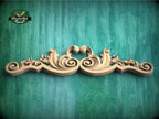 Symmetrical Baroque Applique – Wooden Crest with Scroll and Leaf Motifs