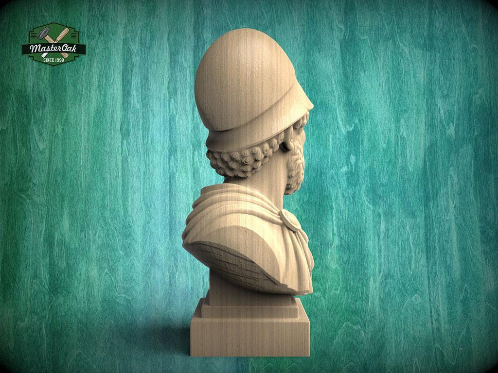 Pericles Bust, Hand-Finished Wood Sculpture | Ancient Athens Decor
