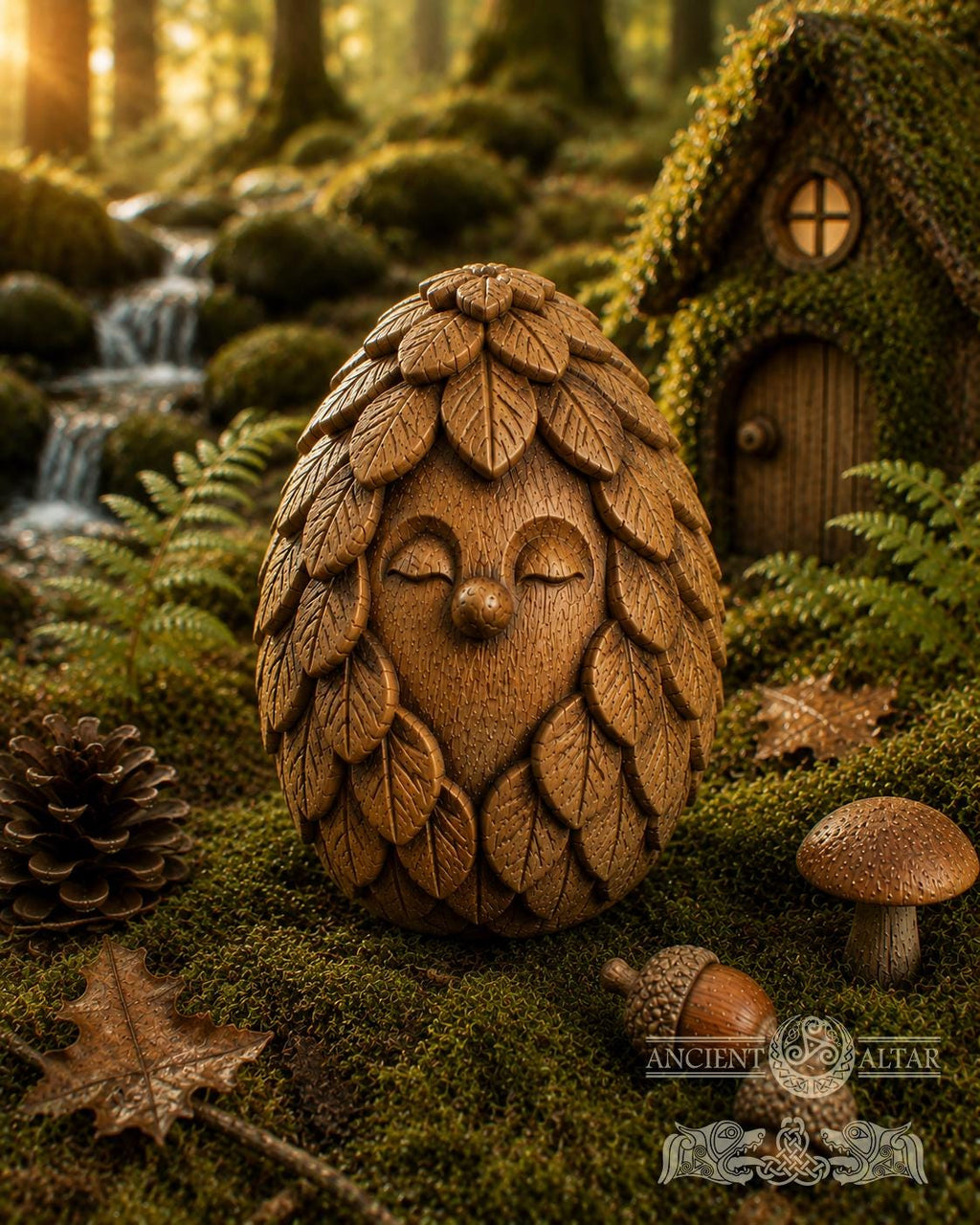 Wooden Forest Spirit Figurine, Whisperleaf Guardian, Woodland Shelf and Desk Decor