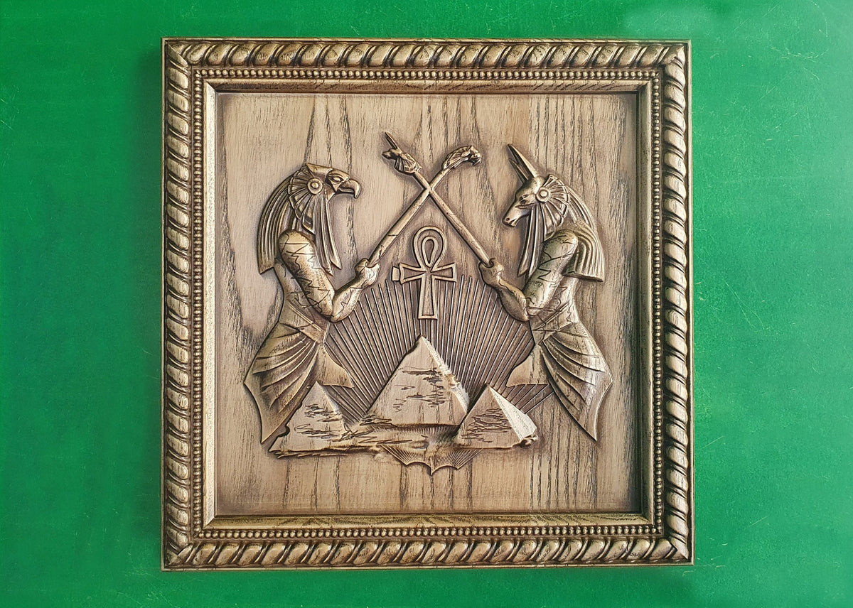 Anubis And Horus, egypt wall art, embalming afterlife cemeteries tombs Underworld Ancient Egypt mythology Jackal Black Dog Ebros