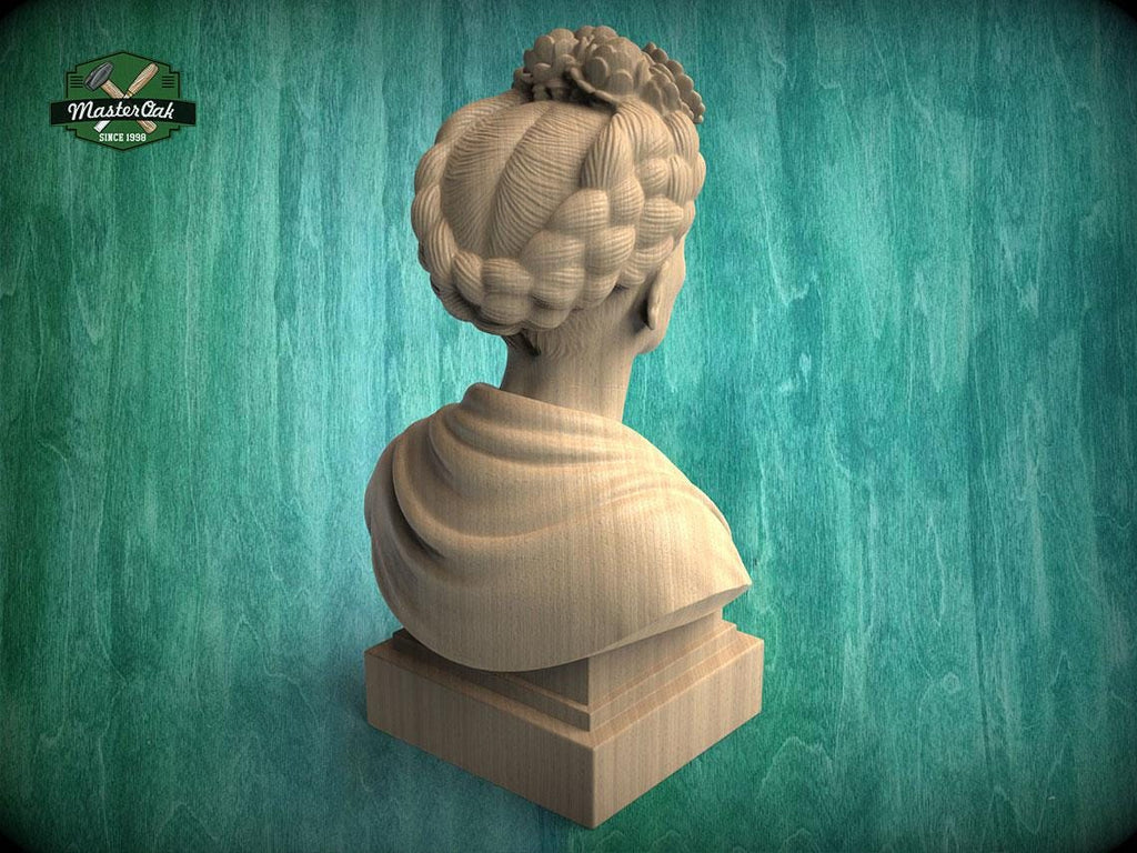 Frida Kahlo Bust | Carved & Hand-Finished Wood Statue | Gift for Art Lovers