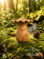 Wooden Chanterelle Forest Spirit Figurine, Oak Mushroom Guardian, 2.76 in