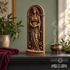 Persephone Wooden Statue, Greek Goddess Figurine with Pomegranate, Queen of the Underworld, Pagan Altar Decor, Mythology Gift