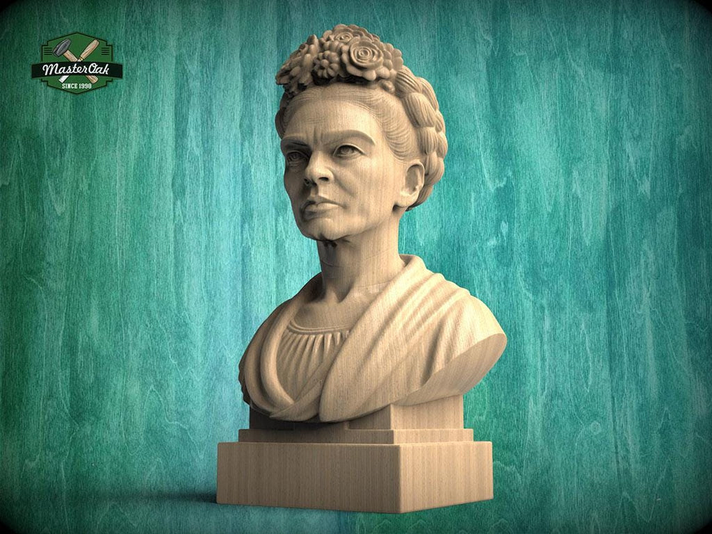 Frida Kahlo Bust | Carved & Hand-Finished Wood Statue | Gift for Art Lovers