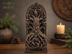 Yggdrasil Wooden Carving | Norse Tree of Life | Viking Altar & Home Decor