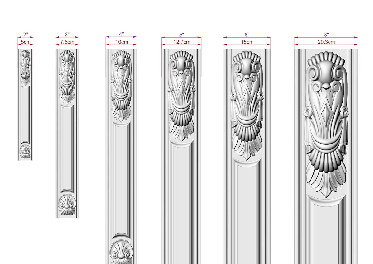 Carved Wood Pilaster, Antique Style Ionic Column