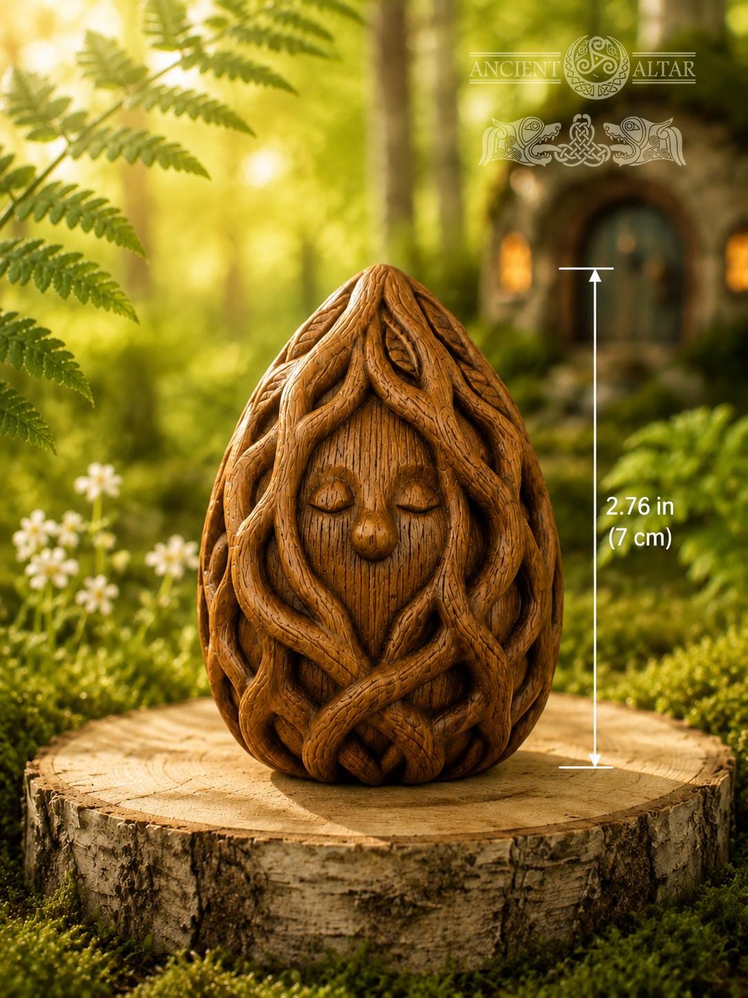 Wooden Forest Spirit Figurine, Oak Root Guardian, Woven Vine Sculpture, Cottagecore Shelf Decor, Nature Lover Gift