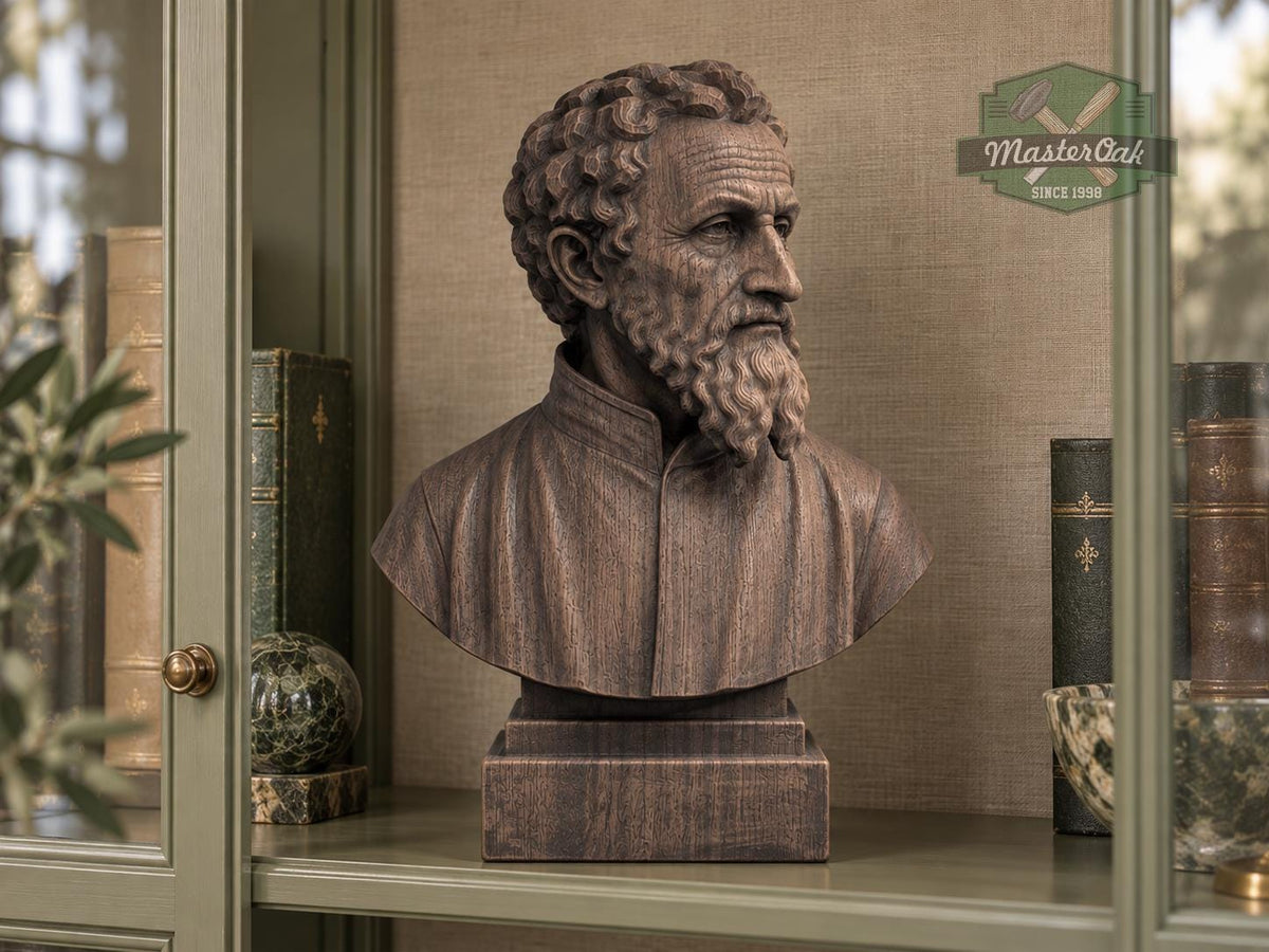 Michelangelo Bust | Carved & Hand-Finished Wood Statue | Gift for Artists and Sculptors