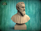 Michelangelo Bust | Carved & Hand-Finished Wood Statue | Gift for Artists and Sculptors