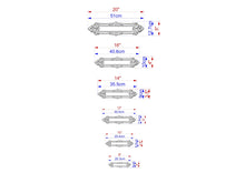 Load image into Gallery viewer, a series of six different sizes of a decorative metal piece, each with its own unique measurements and dimensions. The sizes range from 1" to 20" and are labeled with corresponding measurements in centimeters. The image is a visual representation of the piece's varying sizes, providing a clear understanding of its dimensions.
