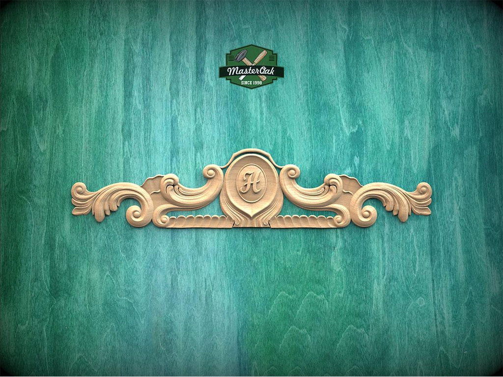 Personalized Classic Carved Onlay - Renaissance Decor Element, 1pc, Home Wall Embellishments, Furniture Carving, Wood Onlay
