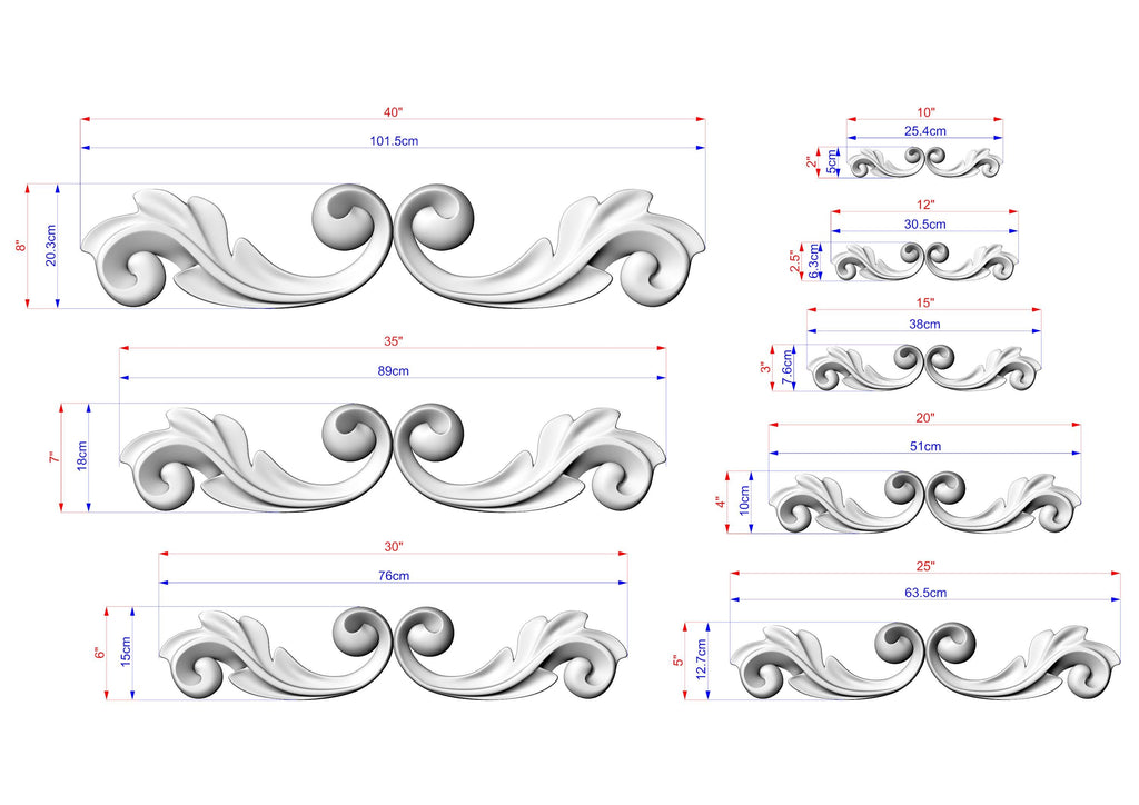 a drawing of a set of decorative elements