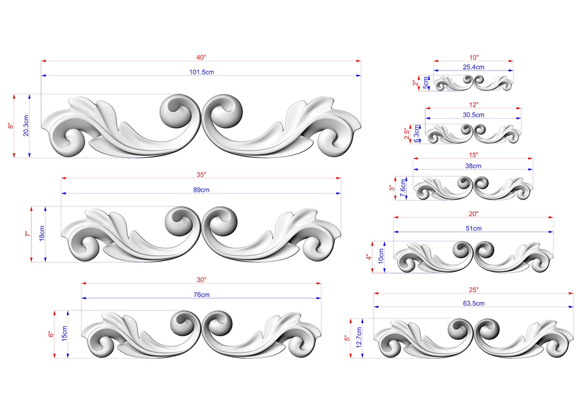 a drawing of a set of decorative elements