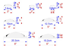 Load image into Gallery viewer, a series of seven different sizes of objects, each with its own set of measurements and corresponding labels. The objects are depicted in a 3D view, and the image is not a collage of multiple images. The labels provide specific dimensions and descriptions for each object, such as "7.6cm", "2.5cm", "3.8cm", "10cm", "12.7cm", "15.2cm", and "6cm".
